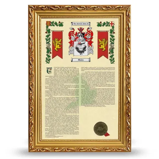Mairs Armorial History Framed - Gold
