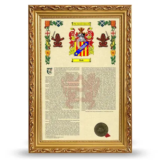 Mak Armorial History Framed - Gold