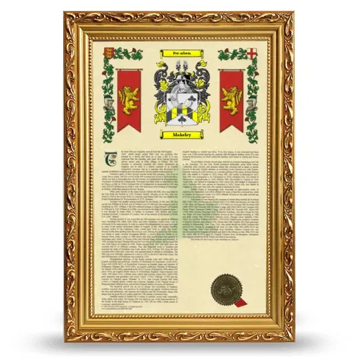 Makeley Armorial History Framed - Gold