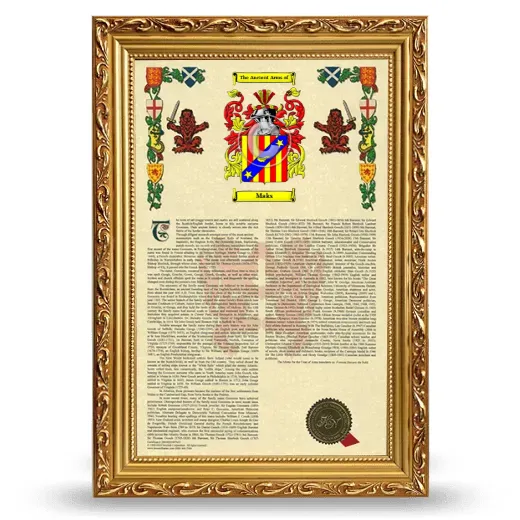 Maks Armorial History Framed - Gold