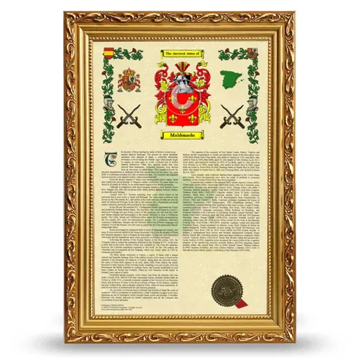 Maldonado Armorial History Framed - Gold