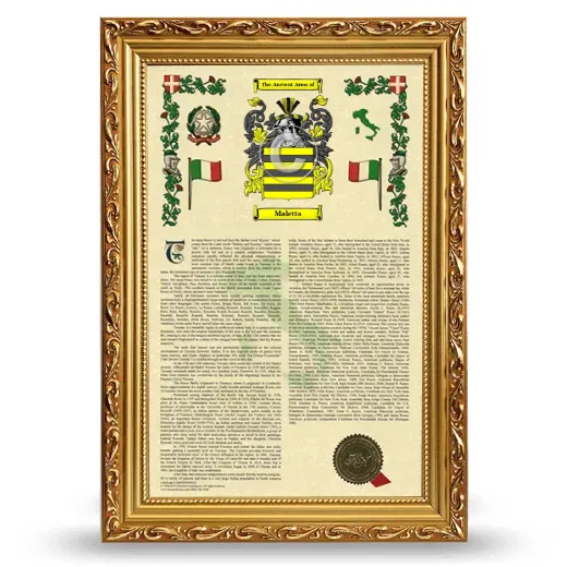 Maletta Armorial History Framed - Gold