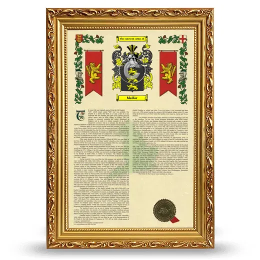 Malfar Armorial History Framed - Gold