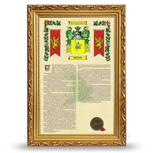 Malherbe Armorial History Framed - Gold
