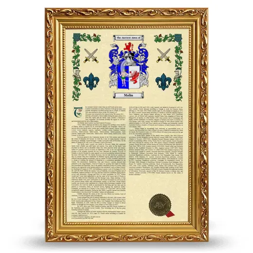 Malin Armorial History Framed - Gold