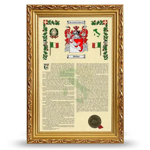 Malino Armorial History Framed - Gold