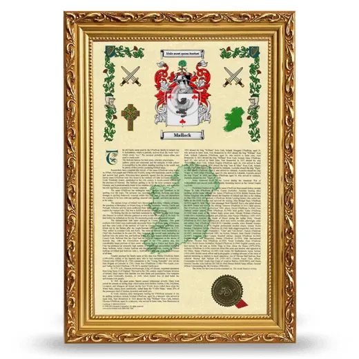 Mallack Armorial History Framed - Gold