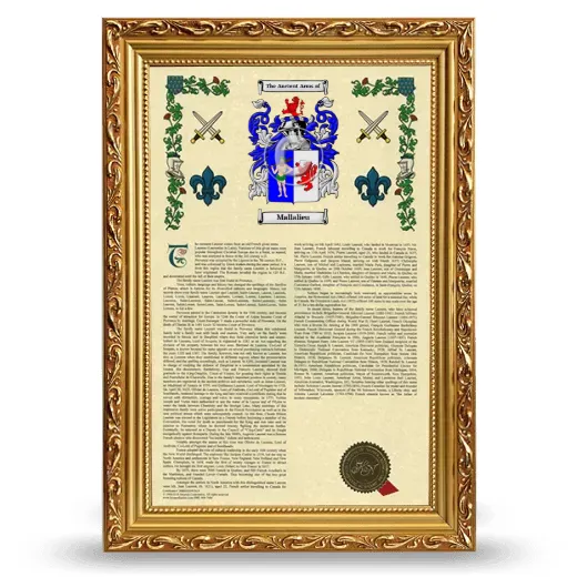 Mallalieu Armorial History Framed - Gold