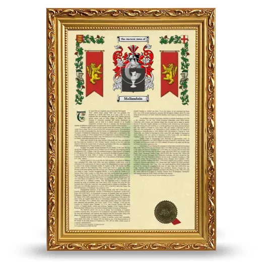 Mallandain Armorial History Framed - Gold