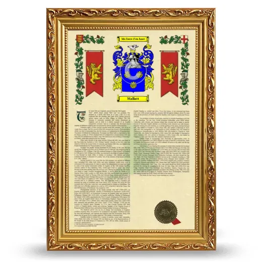 Mallatt Armorial History Framed - Gold