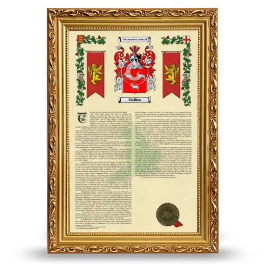 Mallion Armorial History Framed - Gold