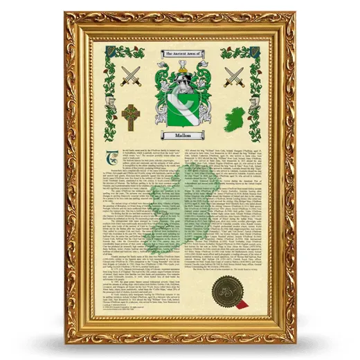 Mallon Armorial History Framed - Gold