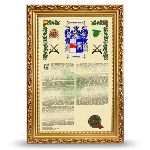 Mallorga Armorial History Framed - Gold