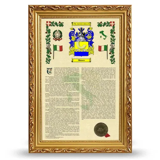 Manco Armorial History Framed - Gold