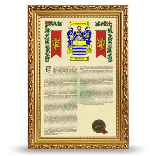 Manknell Armorial History Framed - Gold