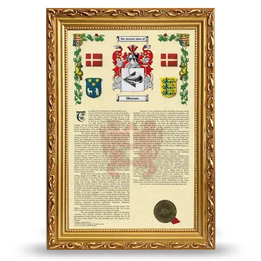 Manson Armorial History Framed - Gold