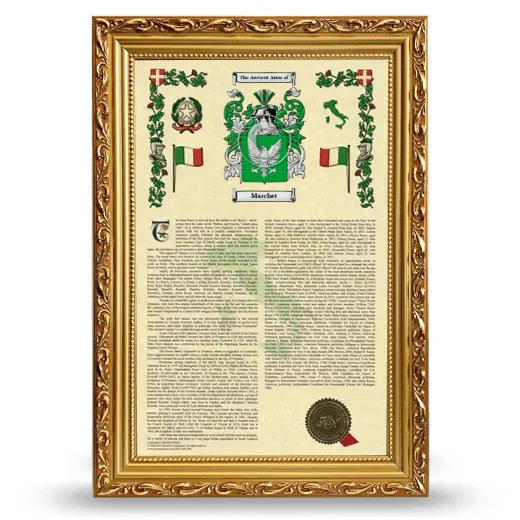 Marchet Armorial History Framed - Gold