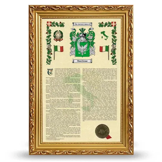 Marchione Armorial History Framed - Gold