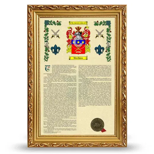 Marchons Armorial History Framed - Gold