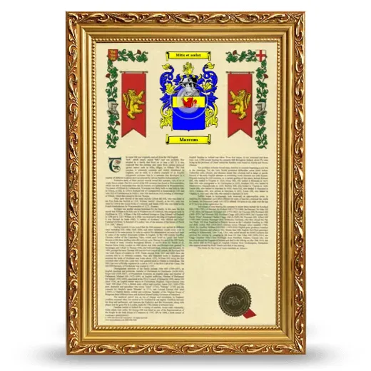 Marcom Armorial History Framed - Gold