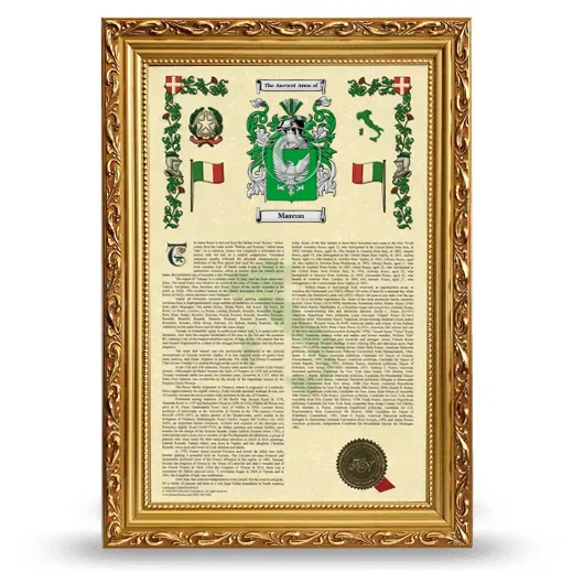 Marcon Armorial History Framed - Gold