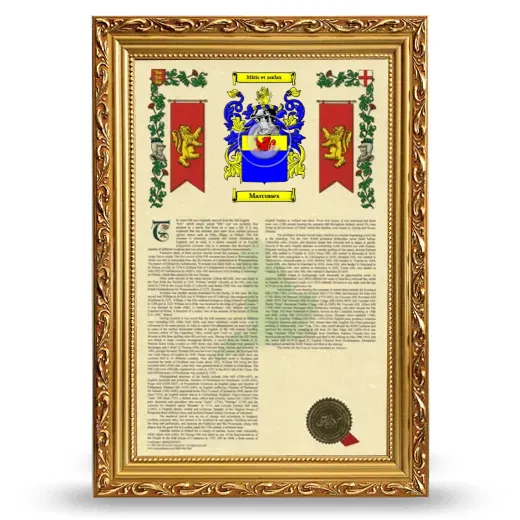 Marcones Armorial History Framed - Gold