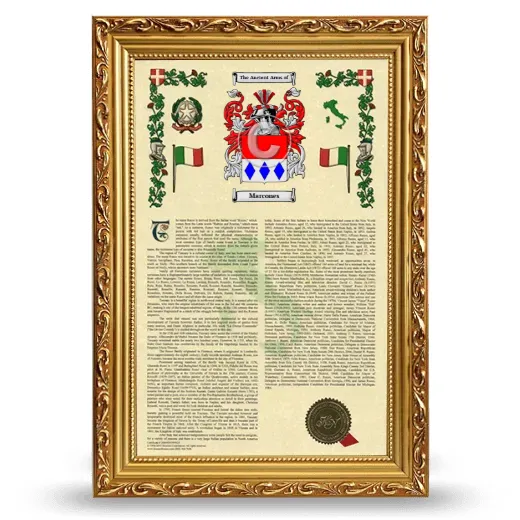 Marcones Armorial History Framed - Gold