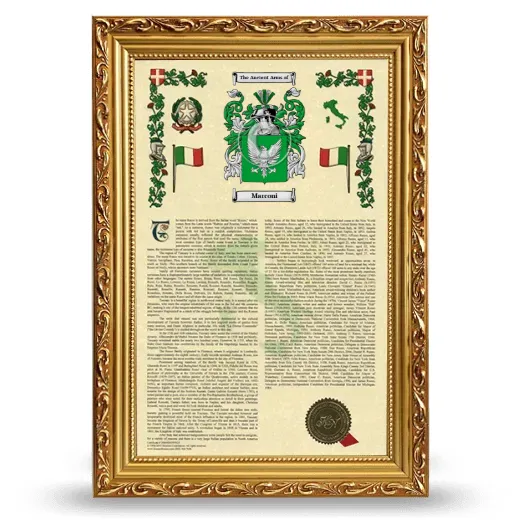 Marconi Armorial History Framed - Gold