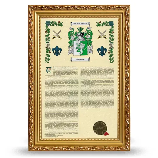 Marione Armorial History Framed - Gold
