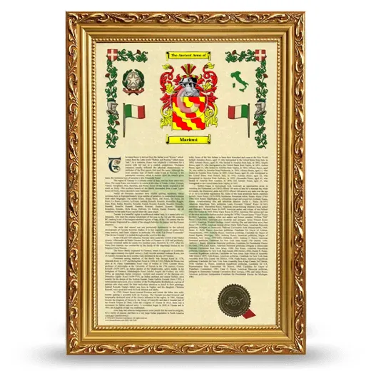 Marioni Armorial History Framed - Gold