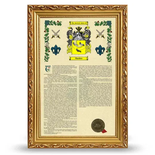 Marlete Armorial History Framed - Gold