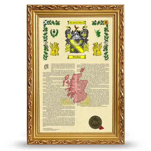 Marshyn Armorial History Framed - Gold