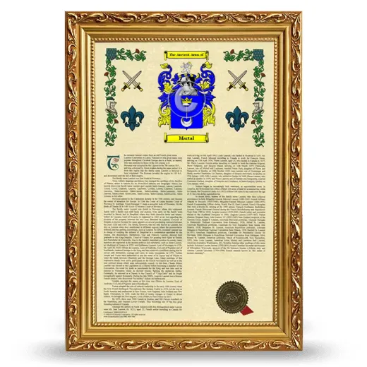Martal Armorial History Framed - Gold
