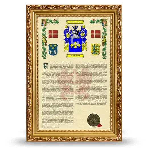 Martinsen Armorial History Framed - Gold