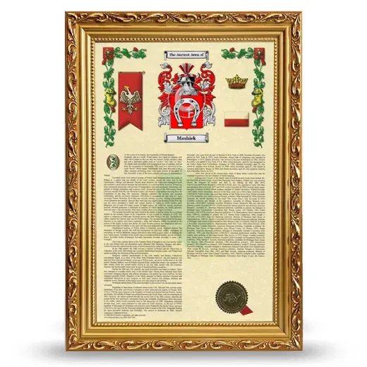 Mashiek Armorial History Framed - Gold