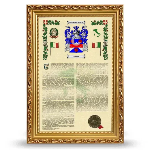 Masos Armorial History Framed - Gold