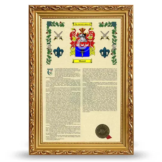 Masset Armorial History Framed - Gold