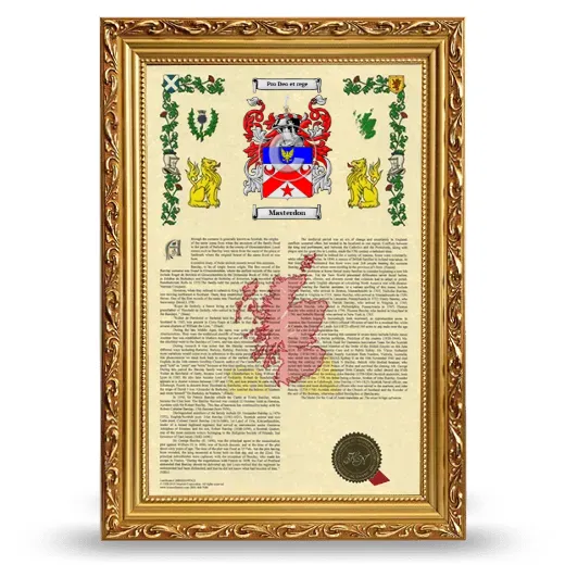 Masterdon Armorial History Framed - Gold