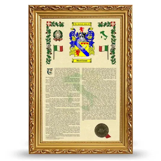 Mastrianni Armorial History Framed - Gold