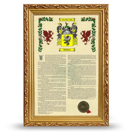Mathews Armorial History Framed - Gold