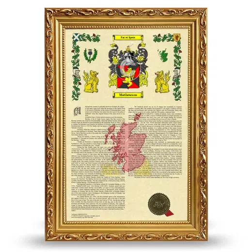 Mathewson Armorial History Framed - Gold