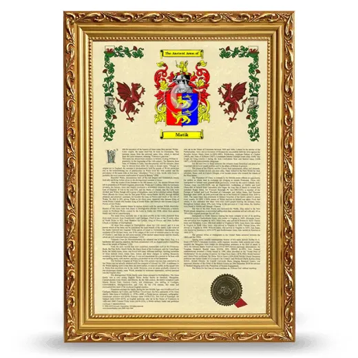 Matik Armorial History Framed - Gold