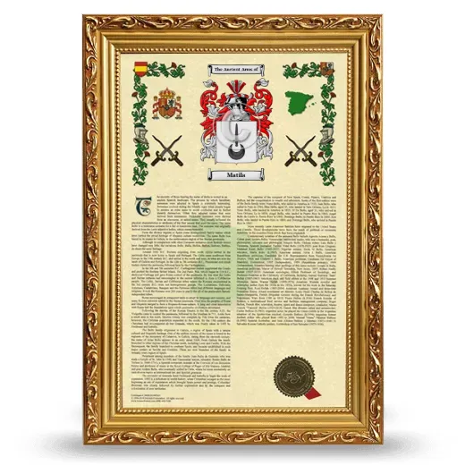 Matila Armorial History Framed - Gold
