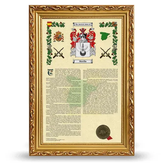 Matilla Armorial History Framed - Gold