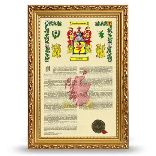 Matlain Armorial History Framed - Gold