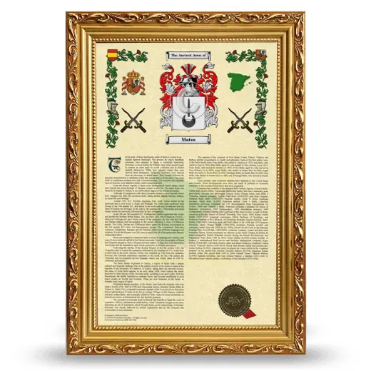 Matos Armorial History Framed - Gold