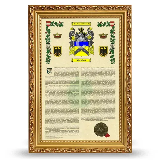 Matschek Armorial History Framed - Gold