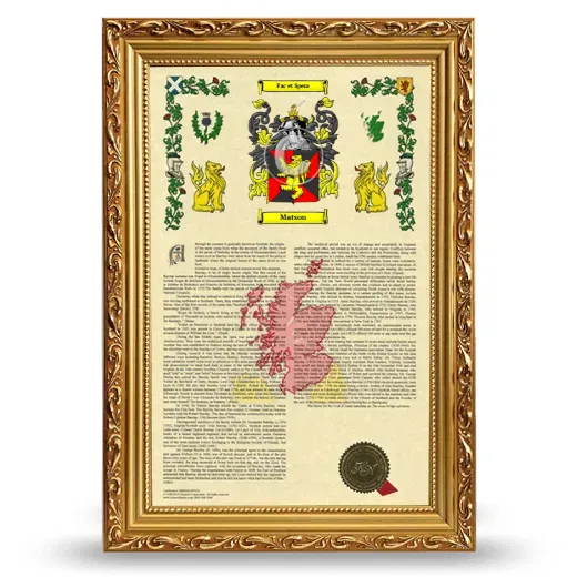 Matson Armorial History Framed - Gold