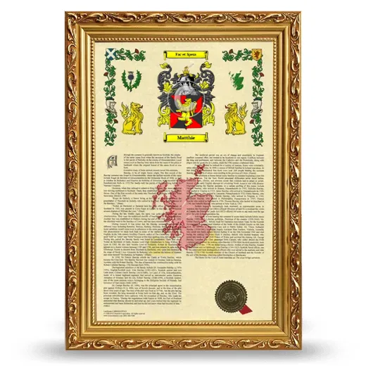 Matthie Armorial History Framed - Gold