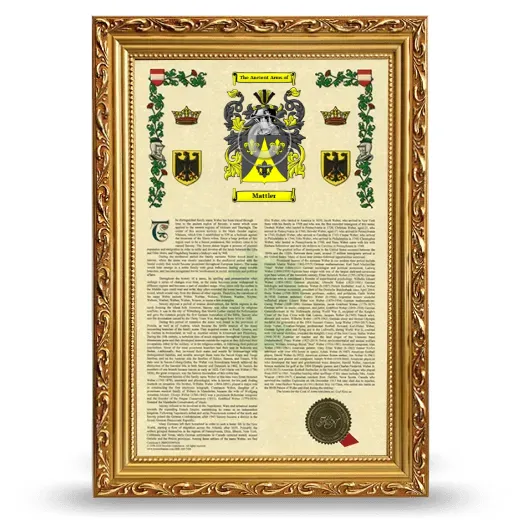Mattler Armorial History Framed - Gold